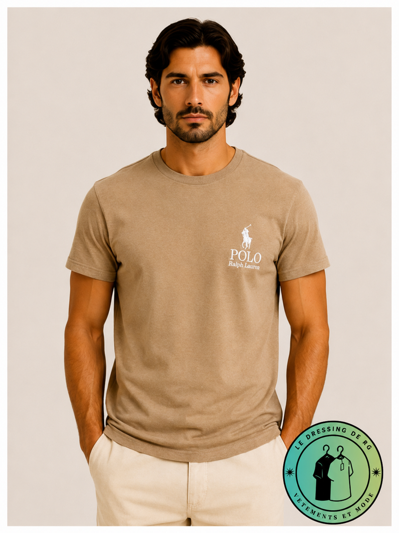 T-shirt Polo Ralph Lauren Classic Fit Logo Marron Clair - Newport Navy