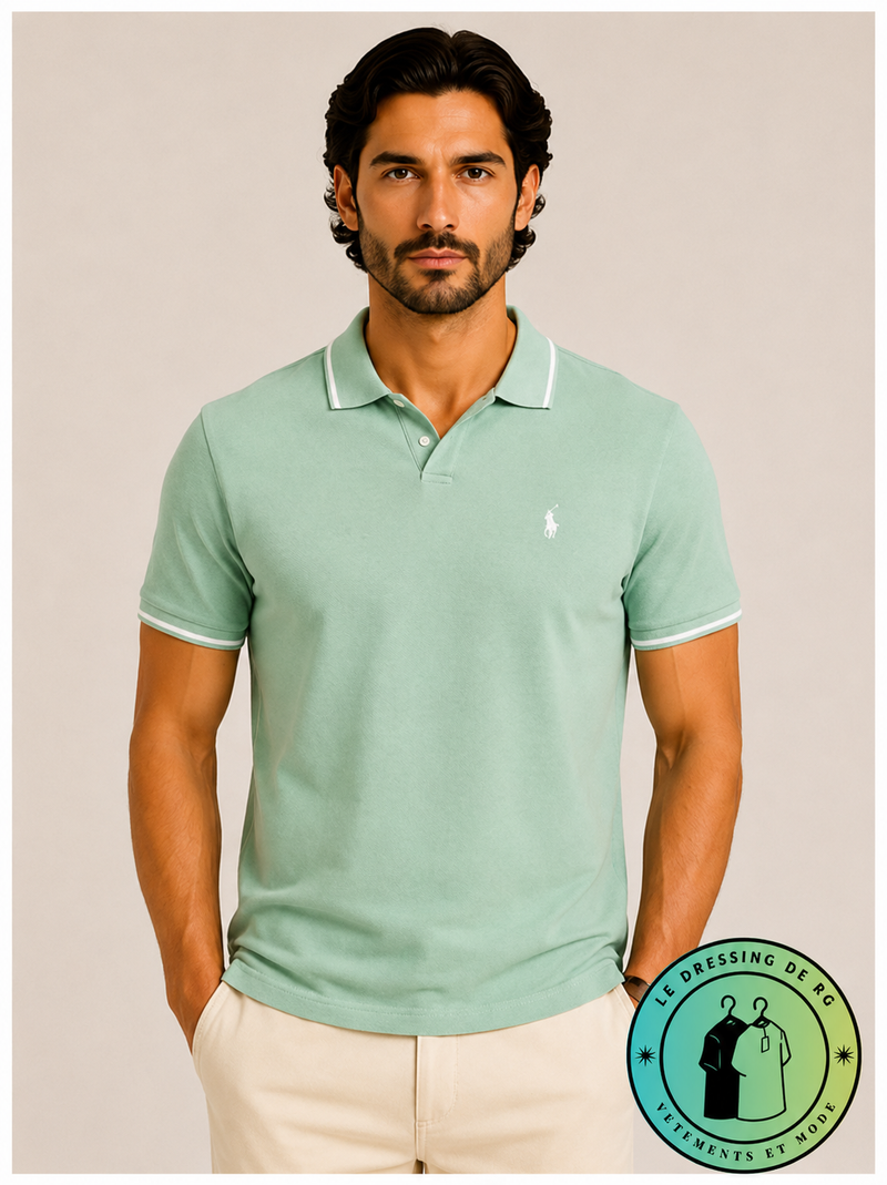 Polo en jacquard piqué Vert Menthe