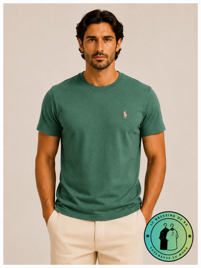 T-shirt Custom Slim Fit en coton doux Vert Aloe