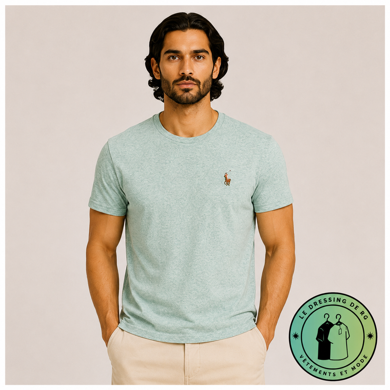 T-shirt col rond jersey Custom Slim Fit Vert Olive