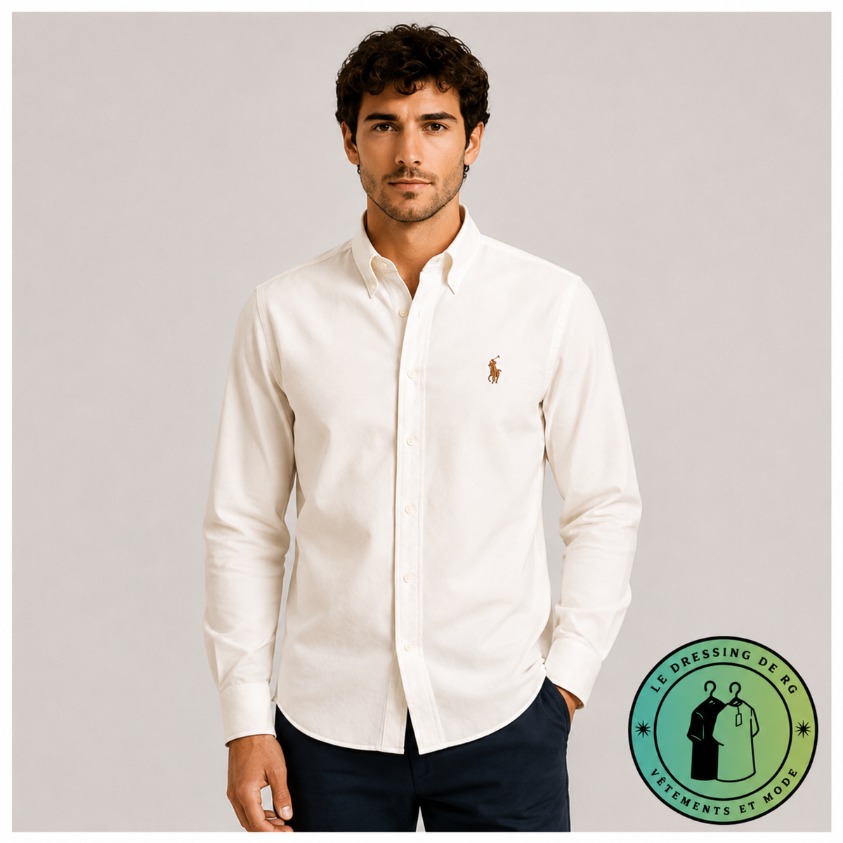 Chemise Polo Ralph Lauren en maille légère de coton piqué Crème