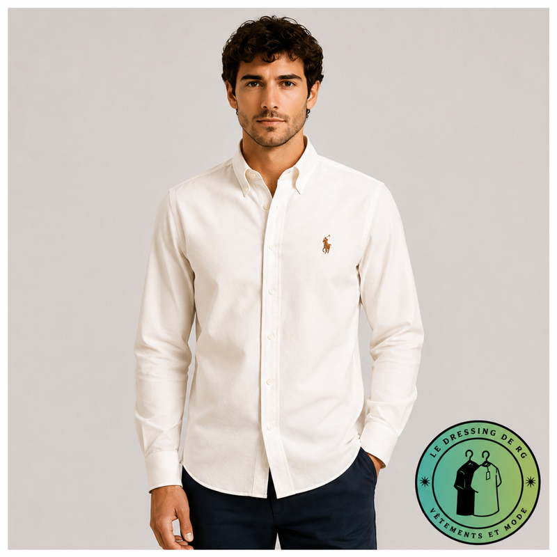 Chemise Polo Ralph Lauren en maille légère de coton piqué Crème