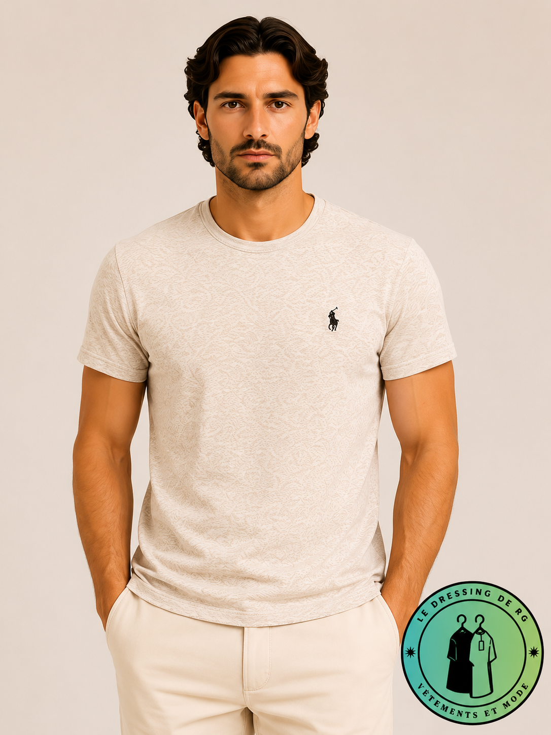 T-shirt col rond jersey Custom Slim Fit Argent