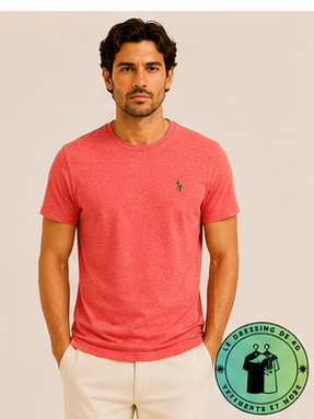 T-shirt col rond jersey Custom Slim Fit Rouge Pastel