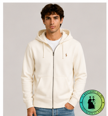 Polo Ralph Lauren   Sweat à capuche zippé en maille double Crème