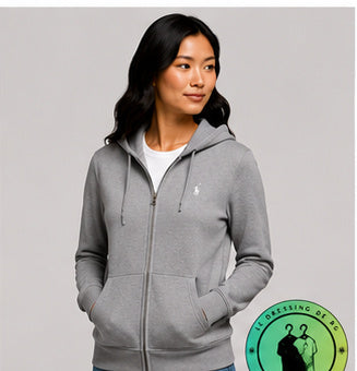 Polo Ralph Lauren   Sweat à capuche zippé en maille double Gris