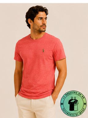 T-shirt col rond jersey Custom Slim Fit Rouge Pastel