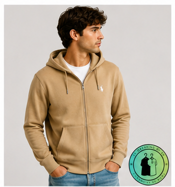 Polo Ralph Lauren   Sweat à capuche zippé en maille double Marron Clair