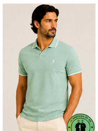 Polo en jacquard piqué Vert Menthe