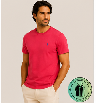 T-shirt col rond jersey Custom Slim Fit Rouge Cerise