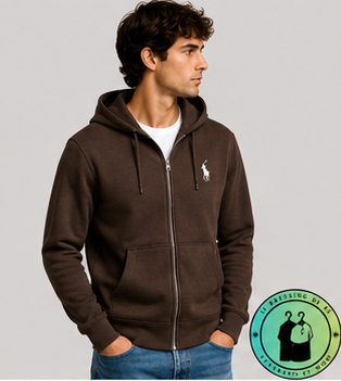 Polo Ralph Lauren   Sweat à capuche zippé en maille double Marron Foncé