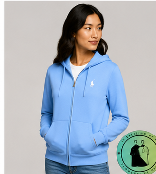 Polo Ralph Lauren   Sweat à capuche zippé en maille double Bleu Ciel