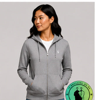 Polo Ralph Lauren   Sweat à capuche zippé en maille double Gris