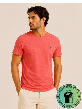 T-shirt col rond jersey Custom Slim Fit Rouge Pastel