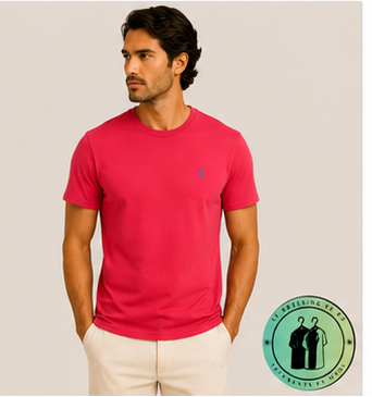 T-shirt col rond jersey Custom Slim Fit Rouge Cerise