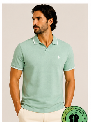 Polo en jacquard piqué Vert Menthe