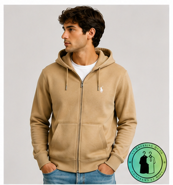 Polo Ralph Lauren   Sweat à capuche zippé en maille double Marron Clair
