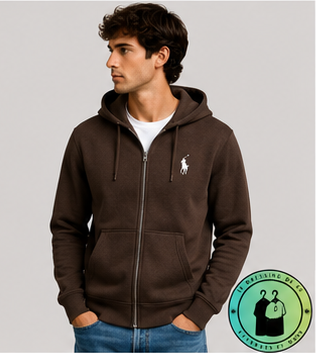 Polo Ralph Lauren   Sweat à capuche zippé en maille double Marron Foncé