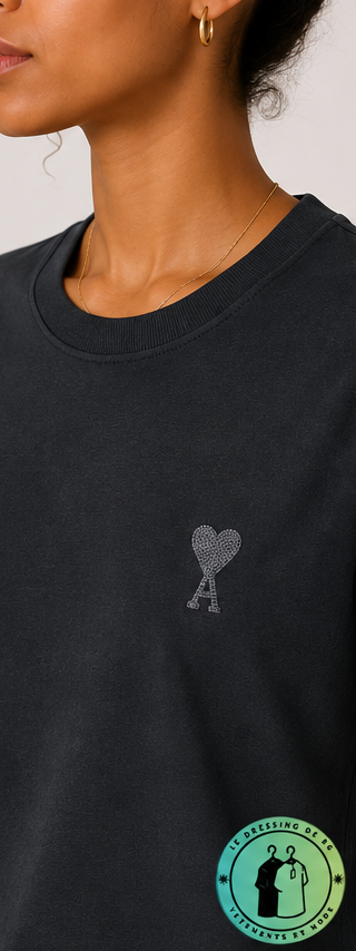 T-shirt en coton Ami de Cœur Noir Cœur Noir