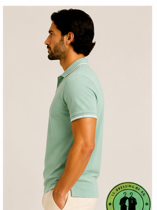 Polo en jacquard piqué Vert Menthe