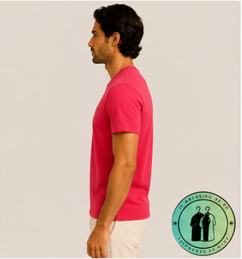 T-shirt col rond jersey Custom Slim Fit Rouge Cerise