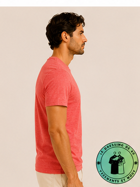 T-shirt col rond jersey Custom Slim Fit Rouge Pastel