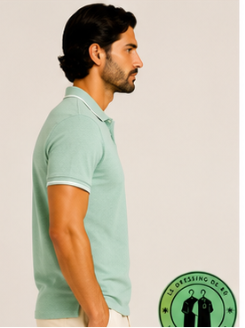 Polo en jacquard piqué Vert Menthe