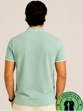 Polo en jacquard piqué Vert Menthe