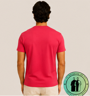 T-shirt col rond jersey Custom Slim Fit Rouge Cerise