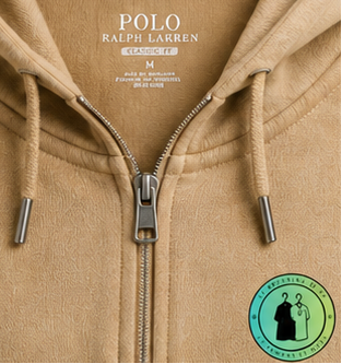 Polo Ralph Lauren   Sweat à capuche zippé en maille double Marron Clair