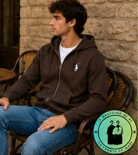 Polo Ralph Lauren   Sweat à capuche zippé en maille double Marron Foncé