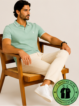 Polo en jacquard piqué Vert Menthe