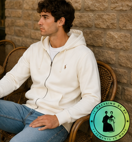 Polo Ralph Lauren   Sweat à capuche zippé en maille double Crème