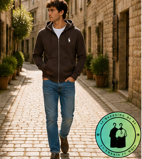 Polo Ralph Lauren   Sweat à capuche zippé en maille double Marron Foncé