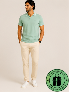 Polo en jacquard piqué Vert Menthe