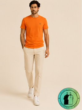 T-shirt col rond jersey Custom Slim Fit Orange