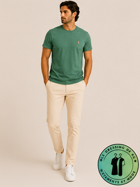 T-shirt Custom Slim Fit en coton doux Vert Aloe