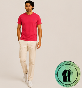 T-shirt col rond jersey Custom Slim Fit Rouge Cerise