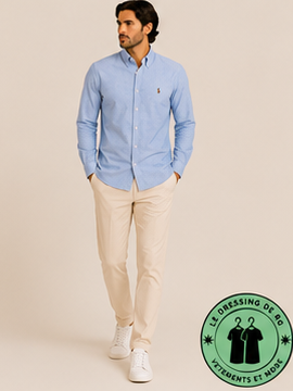Chemise Oxford Slim Fit Bleu Ardoise