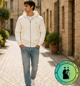 Polo Ralph Lauren   Sweat à capuche zippé en maille double Crème