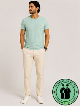T-shirt col rond jersey Custom Slim Fit Vert Olive