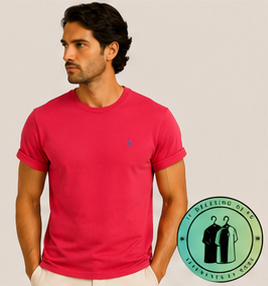 T-shirt col rond jersey Custom Slim Fit Rouge Cerise