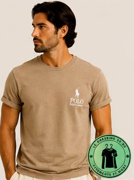 T-shirt Polo Ralph Lauren Classic Fit Logo Marron Clair - Newport Navy