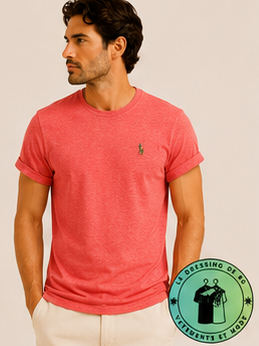 T-shirt col rond jersey Custom Slim Fit Rouge Pastel