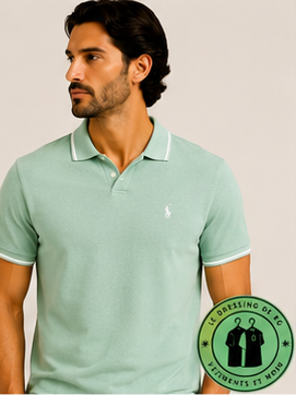 Polo en jacquard piqué Vert Menthe