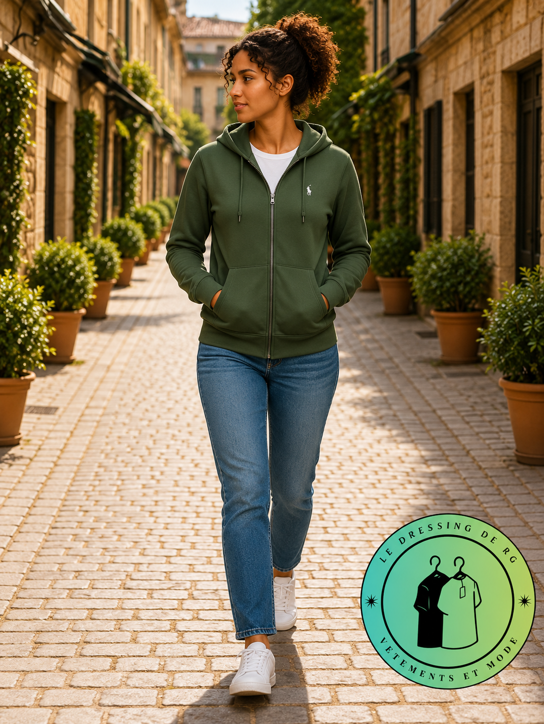 Polo Ralph Lauren  Sweat à capuche zippé en maille double Vert Foncé