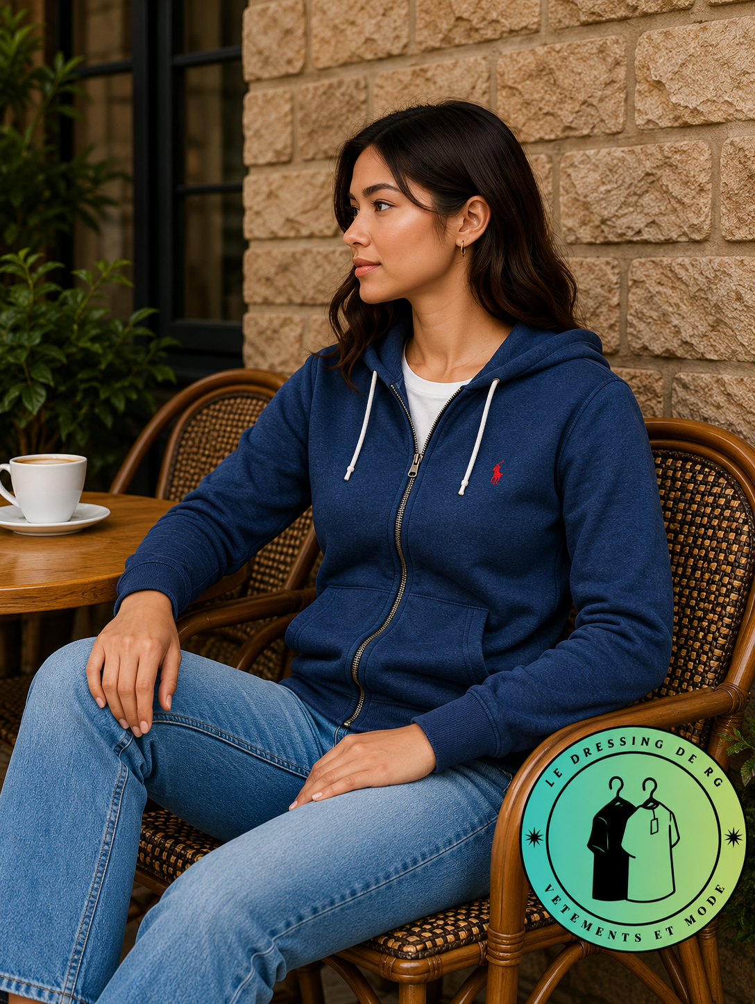 Polo Ralph Lauren   Sweat à capuche zippé en maille double Bleu Marine