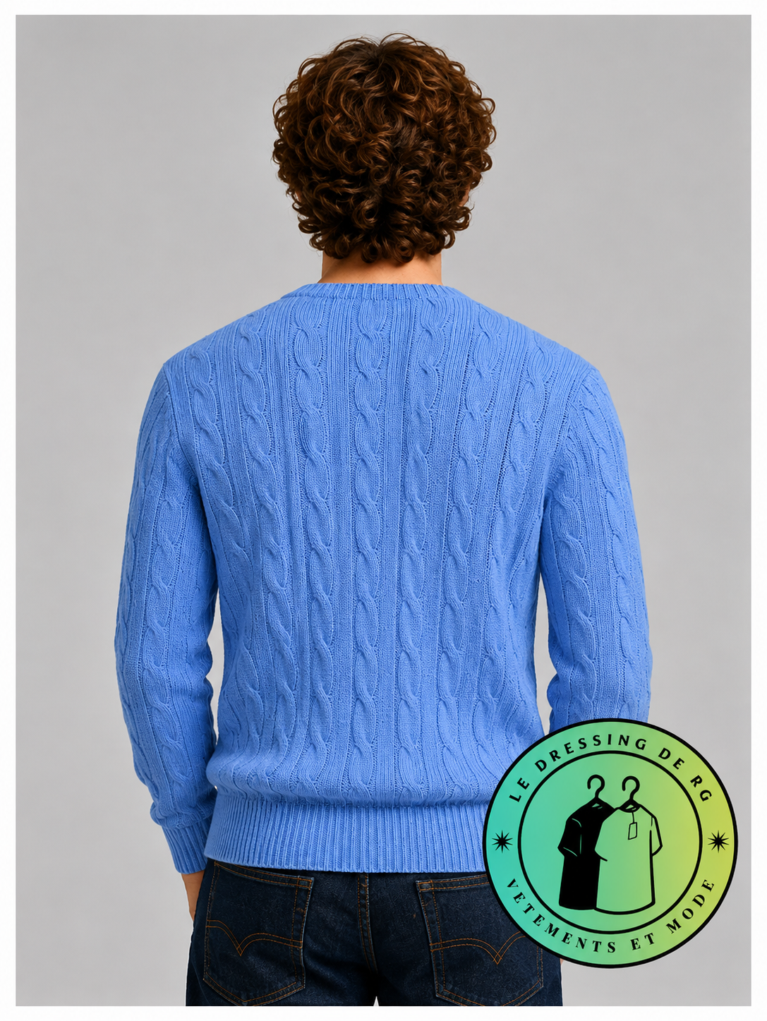Polo Ralph Lauren   Pull pour homme en coton méché torsadé – Bleu