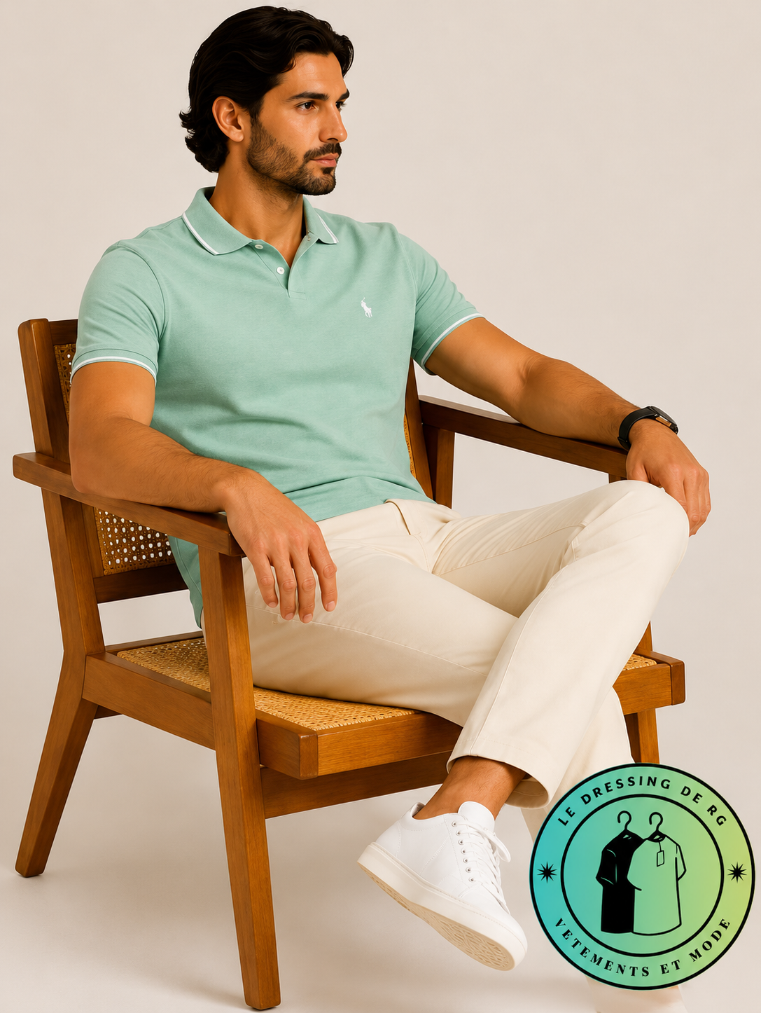 Polo en jacquard piqué Vert Menthe