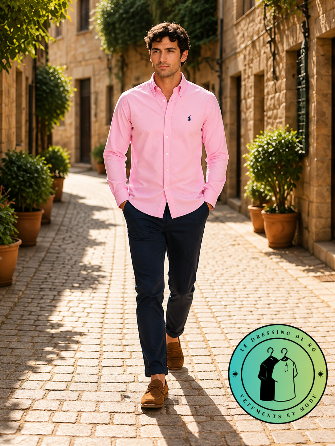 Chemise Polo Ralph Lauren en maille légère de coton piqué Rose